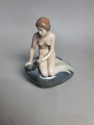 Lot 290 - A ROYAL COPENHAGEN FIGURE OF MERMAID AND THREE OTHER FIGURES