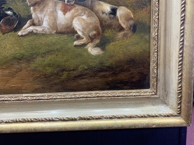 Lot 386 - HORSE AND DOGS, AN OIL BY JOHN GIFFORD