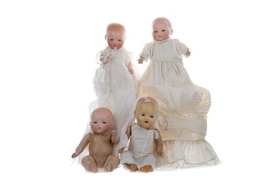 Lot 546 - FOUR BISQUE HEADED BABY DOLLS BY ARMAND MARSEILLE