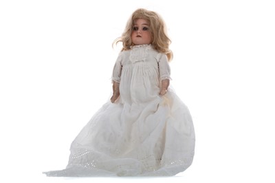 Lot 1151 - A BISQUE HEADED GIRL DOLL BY ARMAND MARSEILLE