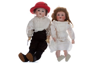 Lot 1152 - TWO BISQUE HEADED BABY DOLLS BY ARMAND MARSEILLE