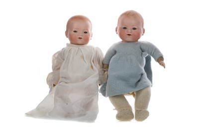 Lot 1153 - TWO BISQUE HEADED BABY DOLLS BY ARMAND MARSEILLE