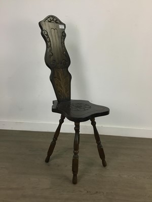 Lot 303 - A CARVED WOOD SPINNING SEAT AND A TIP UP TABLE