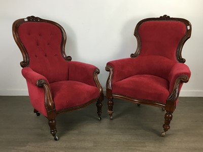 Lot 304 - A PAIR OF 20TH CENTURY ARMCHAIRS AND ANOTHER CHAIR