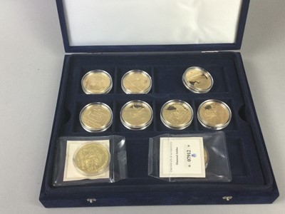 Lot 97 - A COLLECTION OF GOLD PLATED COINS AND A SILVER COIN COVER