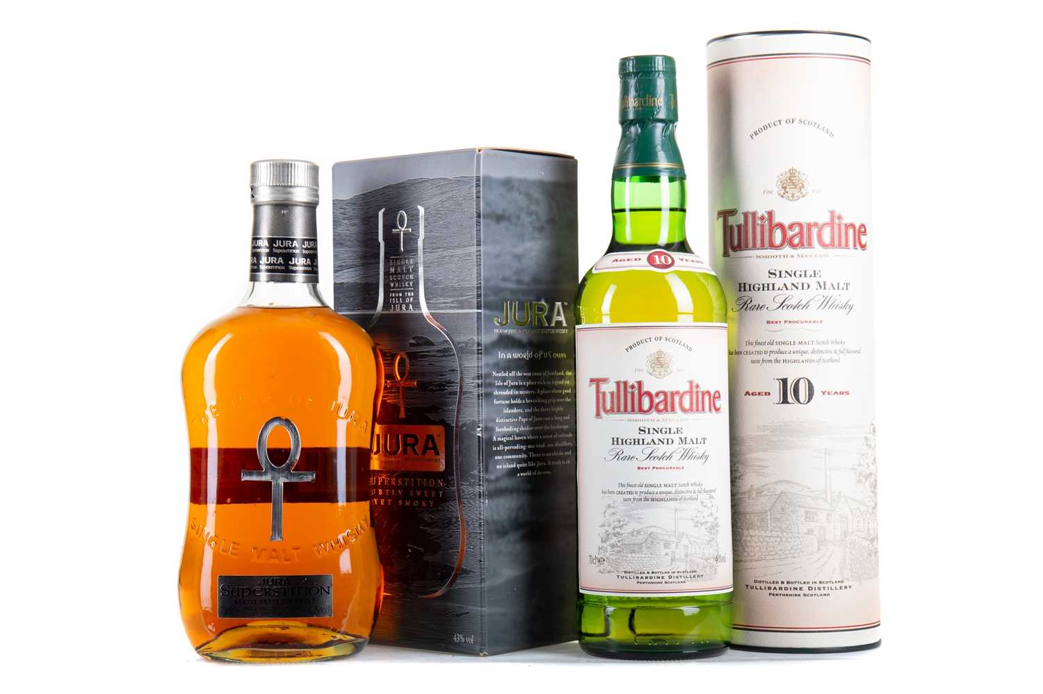 Lot 61 - TULLIBARDINE 10 YEAR OLD AND JURA SUPERSTITION