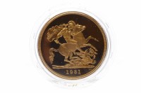 Lot 223 - GOLD PROOF £5 FIVE POUNDS COIN DATED 1981 in...