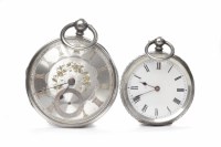 Lot 119 - VICTORIAN SILVER KEY WIND POCKET WATCH AND AN...