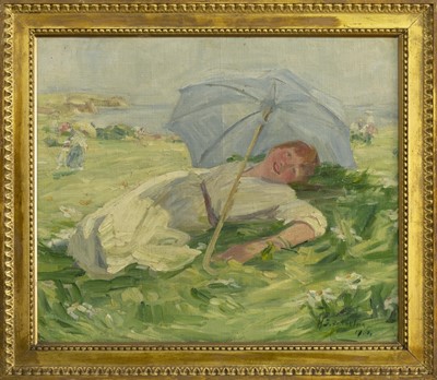 Lot 4 - A SUMMER'S DAY, AN OIL BY HELEN STIRLING JOHNSTON