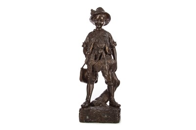 Lot 348 - A FRENCH BRONZE SCULPTURE OF A BOY AND GAME AFTER AUGUSTE MOREAU