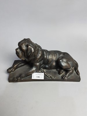 Lot 146 - A BRONZED MASTIF DOOR STOP AND OTHERS