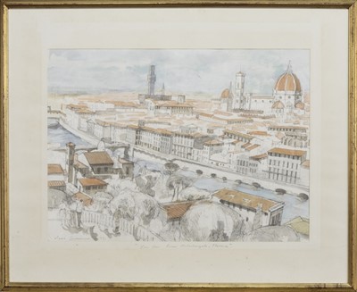 Lot 1 - VIEW FROM PIAZZA MICHELANGELO, FLORENCE, A WATERCOLOUR BY MARK SCADDING