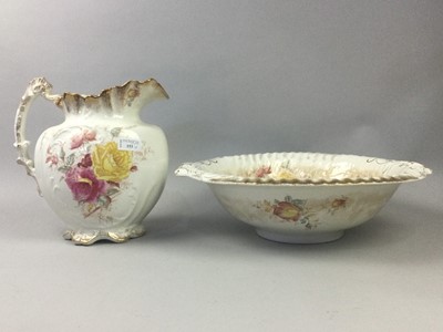 Lot 153 - A VICTORIAN CERAMIC EWER AND BASIN AND OTHER CERAMICS