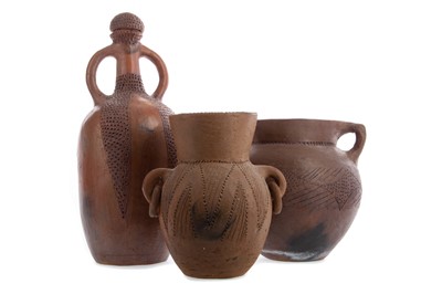 Lot 177 - THREE WEST-AFRICAN TRIBAL POTTERY STORAGE VESSELS