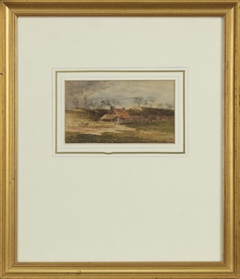 Lot 425 - THE FARM IN THE HILLS, A WATERCOLOUR BY SIR DAVID MURRAY