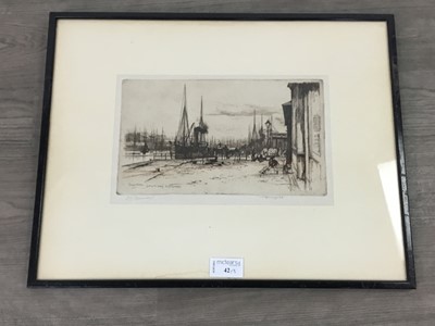 Lot 42 - TWO ETCHINGS BY SIR DAVID YOUNG CAMERON AND A COLOURED ENGRAVING
