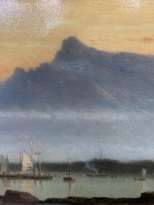 Lot 379 - A DREAM OF ARRAN, FROM KAMES BAY, AN OIL BY JAMES CASSIE