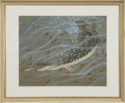 Lot 405 - PIKE, A WATERCOLOUR BY RALSTON GUDGEON