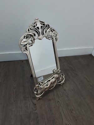 Lot 167 - A SILVER PLATED DRESSING TABLE MIRROR OF ART NOUVEAU DESIGN