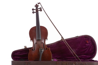 Lot 630 - TWO CASED VIOLINS WITH BOWS