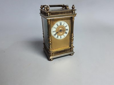 Lot 177 - A BRASS CASED CARRIAGE CLOCK