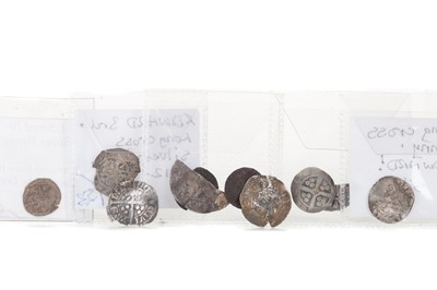 Lot 20 - AN EDWARD III (1312 - 1377) LONG CROSS SILVER PENNY ALONG WITH OTHERS