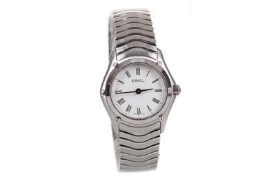 Lot 821 - A LADY'S EBEL STAINLESS STEEL QUARTZ WRIST WATCH