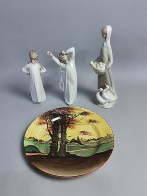 Lot 400 - A LOT OF THREE FIGURES AND A ROYAL DOULTON PLATE