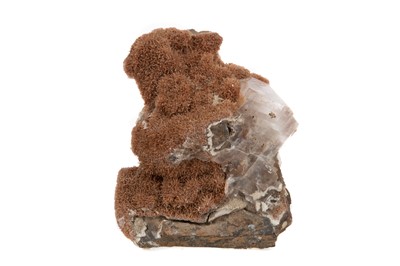 Lot 737 - A SOUTH AFRICAN INESITE WITH CLEAR CALCITE AND MANGANESE MINERAL SPECIMEN