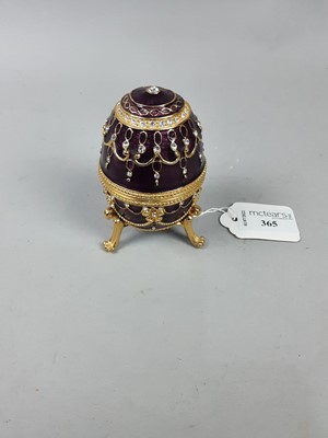 Lot 365 - A MODERN ENAMEL EGG TRINKET BOX