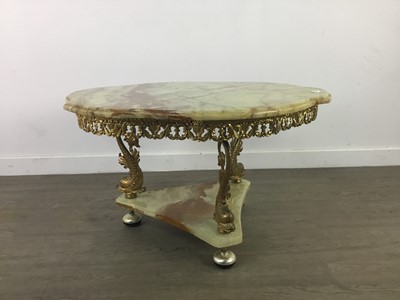 Lot 343 - A BRASS AND ONYX OCCASIONAL TABLE