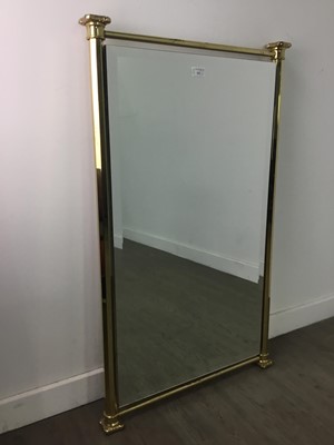 Lot 353 - TWO MODERN BRASS FRAMED WALL MIRRORS