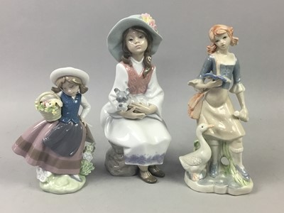 Lot 426 - A LLADRO FIGURE OF A GIRL WITH DOG AND OTHER FIGURES