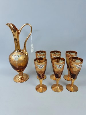 Lot 429 - A JUG AND SIX GLASS SET AND OTHER CRYSTAL
