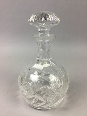 Lot 416 - A CRYSTAL DECANTER AND OTHER CRYSTAL DRINKING GLASSES