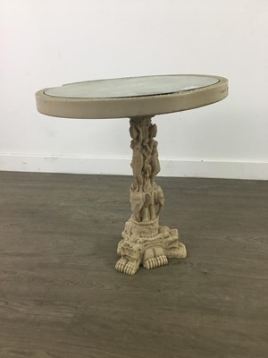 Lot 410 - A COMPOSITE CIRCULAR OCCASIONAL TABLE AND THREE PARASOLS