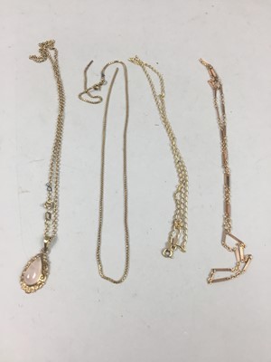 Lot 380 - THREE NINE CARAT GOLD CHAINS AND ANOTHER