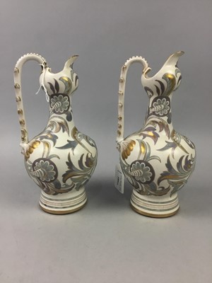 Lot 386 - A PAIR OF DOULTON LAMBETH CARRARA VASES AND TWO OTHERS