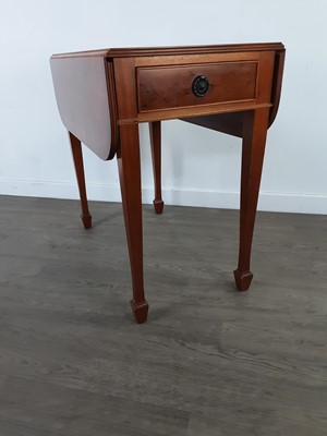 Lot 462 - A YEW WOOD DROP LEAF OCCASIONAL TABLE