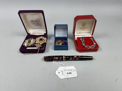 Lot 448 - A 14K PARKER PEN ALONG WITH COSTUME JEWELLERY