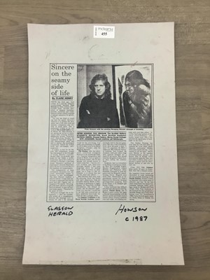 Lot 455 - A PATER HOWSON HERALD NEWSPAPER ARTICLE PRINTED ON ALUMINIUM