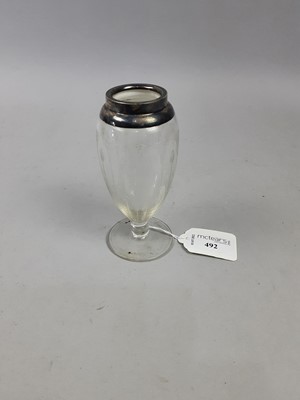 Lot 492 - A SILVER COLLARED BUD VASE, ALONG WITH OTHER SMALL SILVER EFFECTS