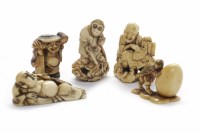 Lot 803 - FIVE EARLY 20TH CENTURY JAPANESE IVORY NETSUKE...