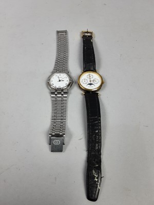 Lot 519 - A LADIES GUCCI TRIPLE MOON PHASE WRIST WATCH AND ANOTHER GUCCI WATCH