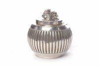 Lot 807 - CHINESE SILVER FLUTED GLOBULAR TEA CANISTER...