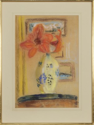 Lot 401 - STILL LIFE WITH RED LILIES, A PASTEL BY PAUL LUCIEN MAZE