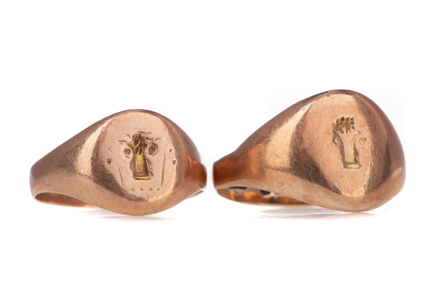 Lot 1251 - TWO GOLD SIGNET RINGS