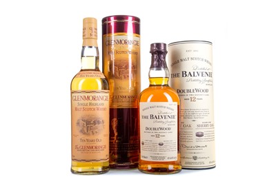 Lot 133 - BALVENIE 12 YEAR OLD DOUBLEWOOD AND GLENMORANGIE 10 YEAR OLD