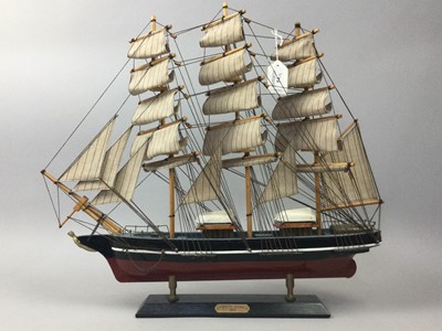 Lot 54 - A MODEL OF THE CUTTY SARK AND TWO SMALLER SHIPS