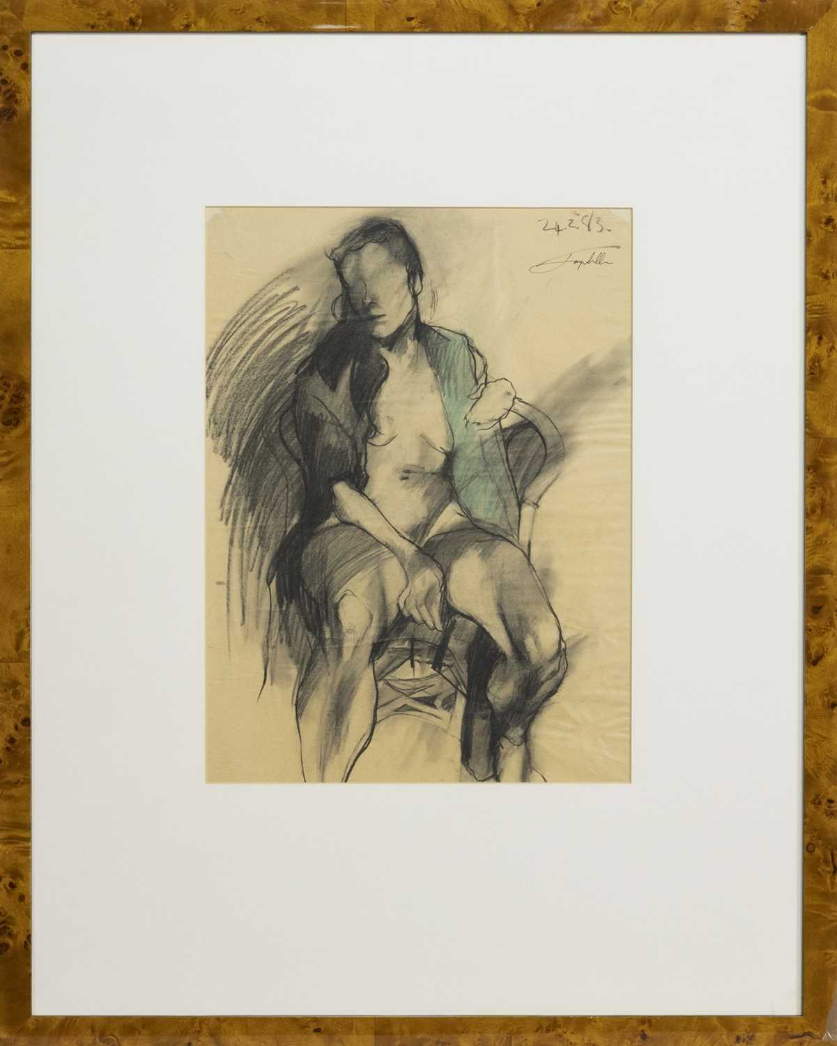 Lot 41 - SEATED NUDE, A MIXED MEDIA BY JACQUELINE ORR